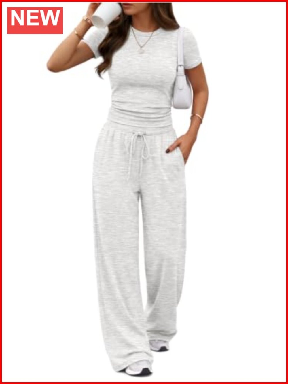 Women's 2 Piece Rayon Spandex Lounge Set with Pockets